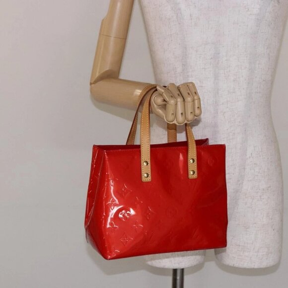 LOUIS VUITTON Monogram Vernis Reade PM Hand Bag Red Rouge M91088 LV Auth 141879 - Picture 1 of 16